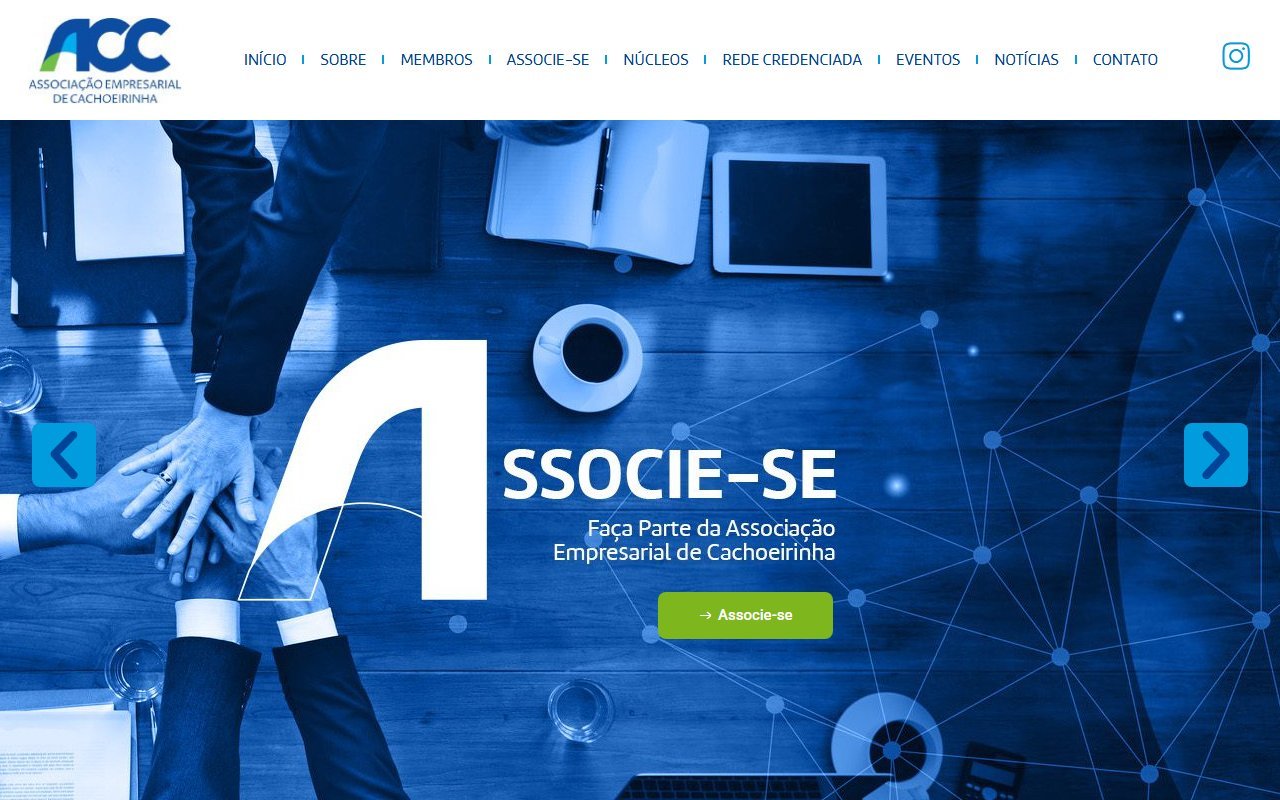 Screenshot do site ACC Cachoeirinha (acccachoeirinha.com.br)