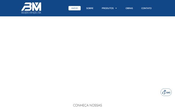 Screenshot do site BM Soluções em Aços (bmsolucoesemacos.com.br)