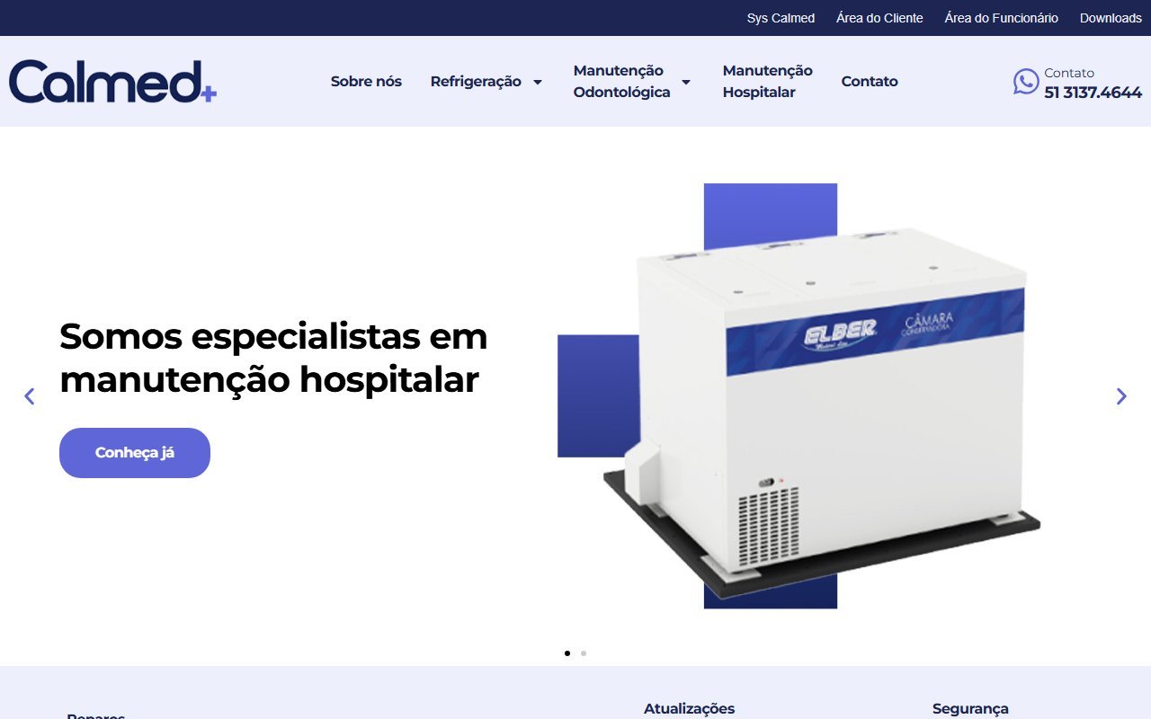 Screenshot do site Calmed Engenharia Clínica (calmed.com.br)