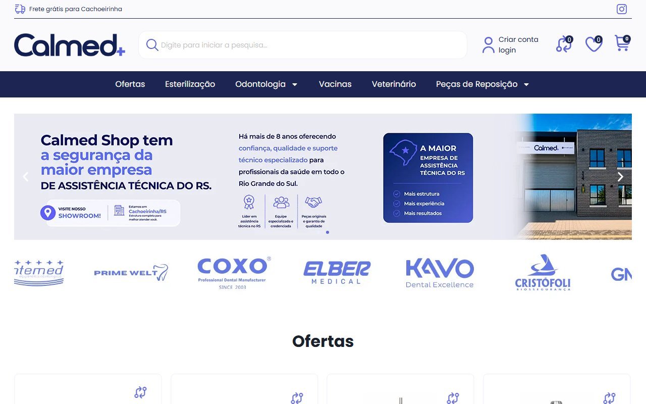 Screenshot do site Calmed Shop (calmedshop.com.br)