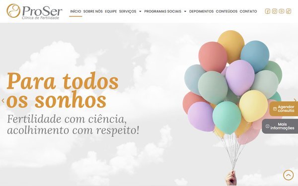 Screenshot do site Clínica ProSer Reprodução Humana (clinicaproser.com.br)