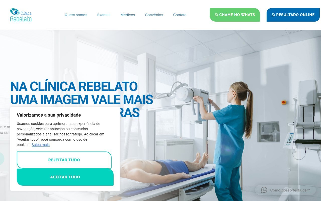 Screenshot do site Clínica Rebelato (clinicarebelato.com.br)