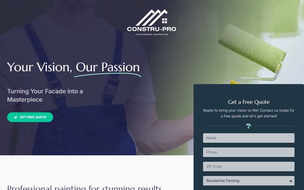 Screenshot do site Construpro Contractor (construprocontractor.com)