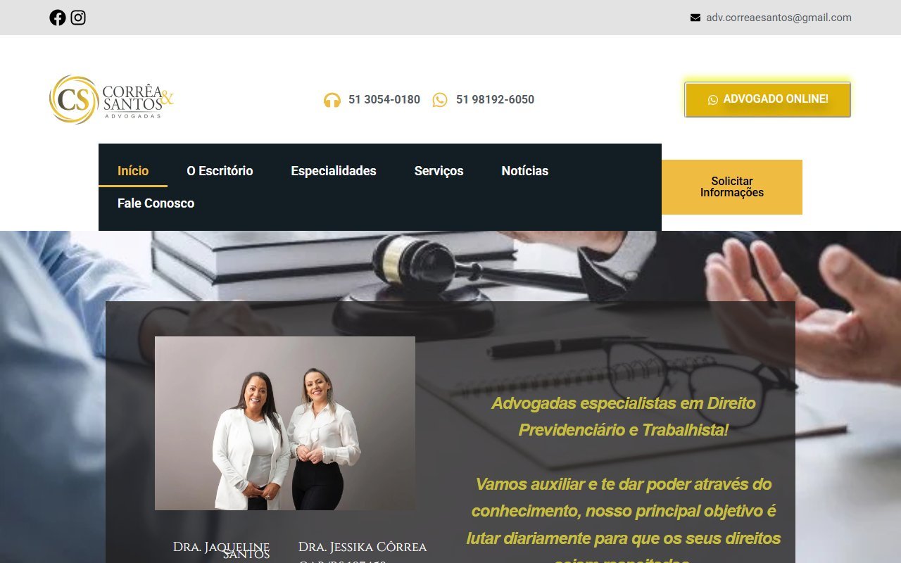 Screenshot do site Correa e Santos Advogados (correaesantos.adv.br)