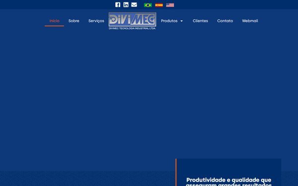 Screenshot do site Divimec Máquinas & Equipamentos (divimec.com.br)