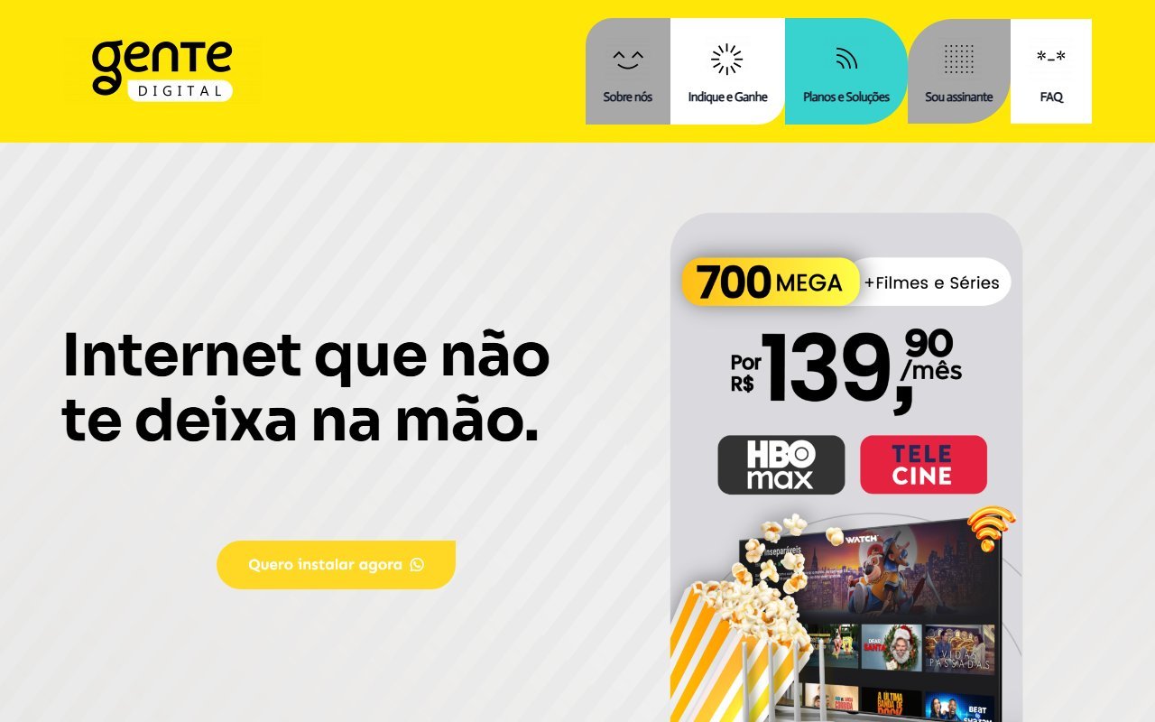Screenshot do site Gente Digital Telecom (gentedigital.com.br)