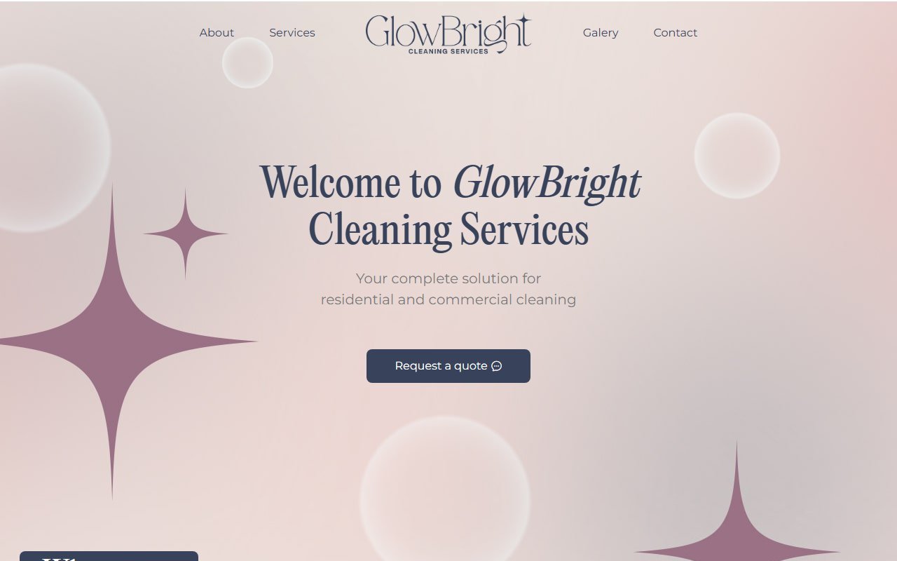Screenshot do site GlowBright Cleaning (glowbrightcleaning.com)