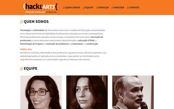 Screenshot do site HackeArte Educação Criativa (hackearte.com.br)