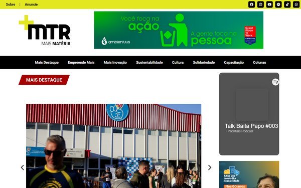 Screenshot do site Portal Mais Matéria (maismateria.com.br)