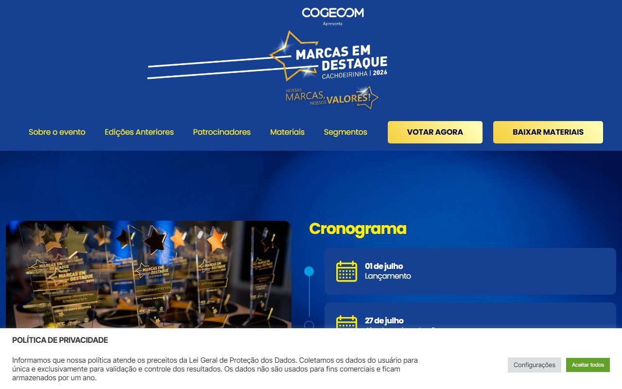 Screenshot do site Marcas em Destaque (marcasemdestaque.com.br)