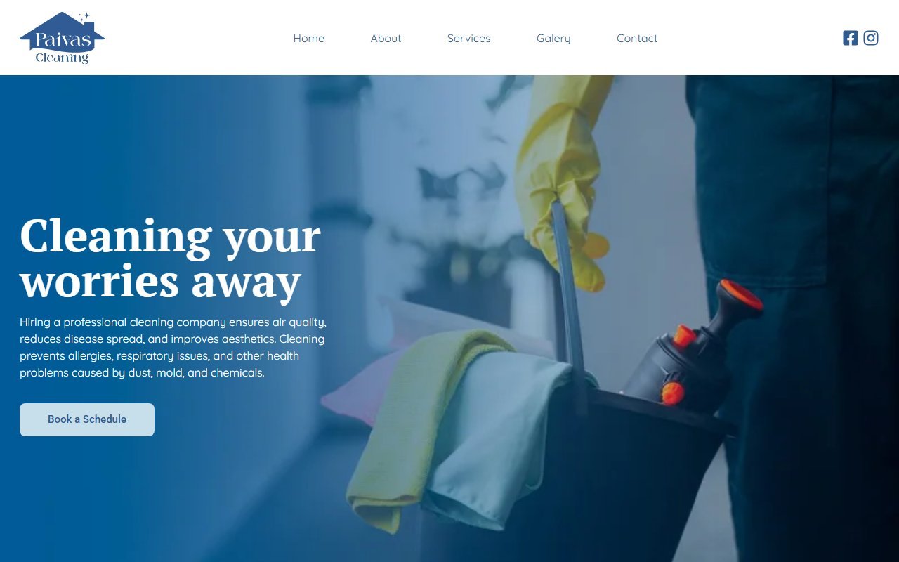 Screenshot do site Paivas Cleaning (paivascleaning.com)