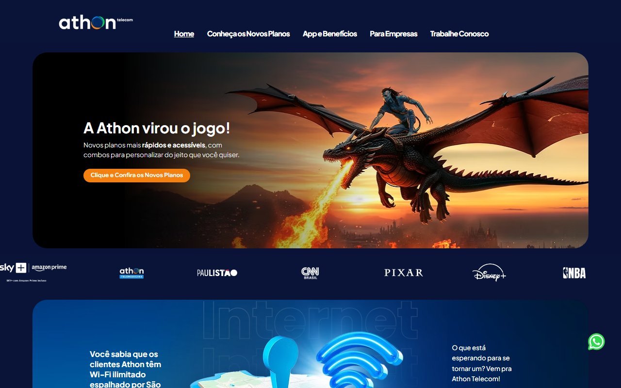Screenshot do site Athon Telecom (PlayNet) (playnetfibra.com.br)