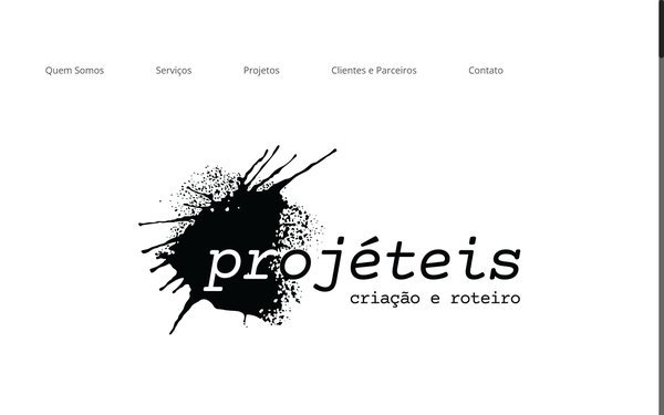 Screenshot do site Projéteis Criação e Roteiro (projeteis.com.br)