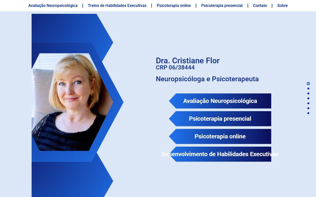 Screenshot do site Dra. Cristiane Flor Psicologia (psicrisflor.com.br)
