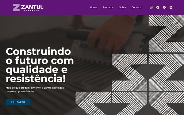 Screenshot do site Zantul Cimentos & Materiais (zantul.com)