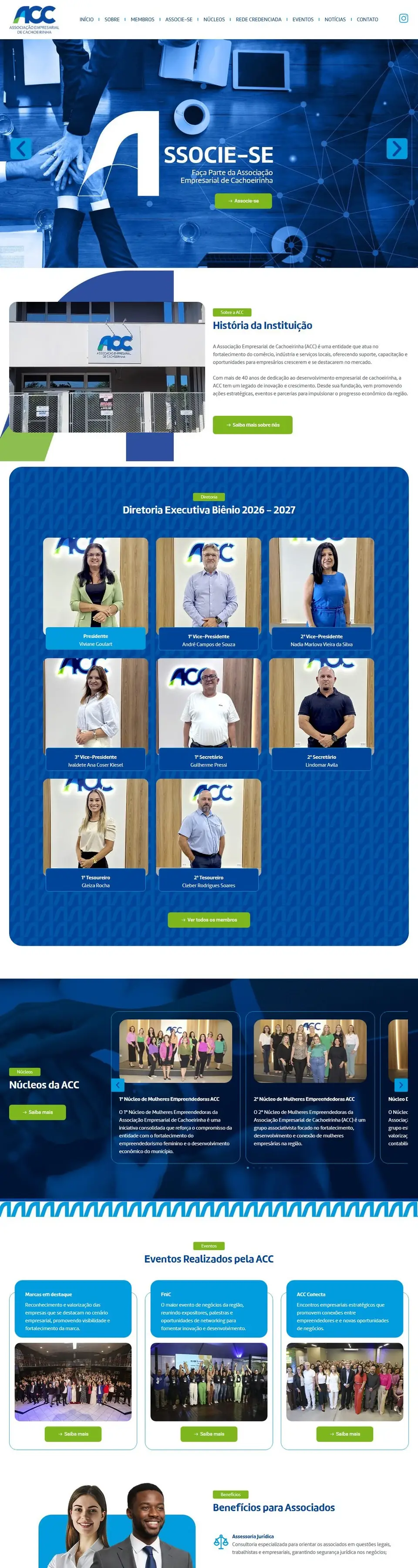 Página inicial do site da ACC Cachoeirinha