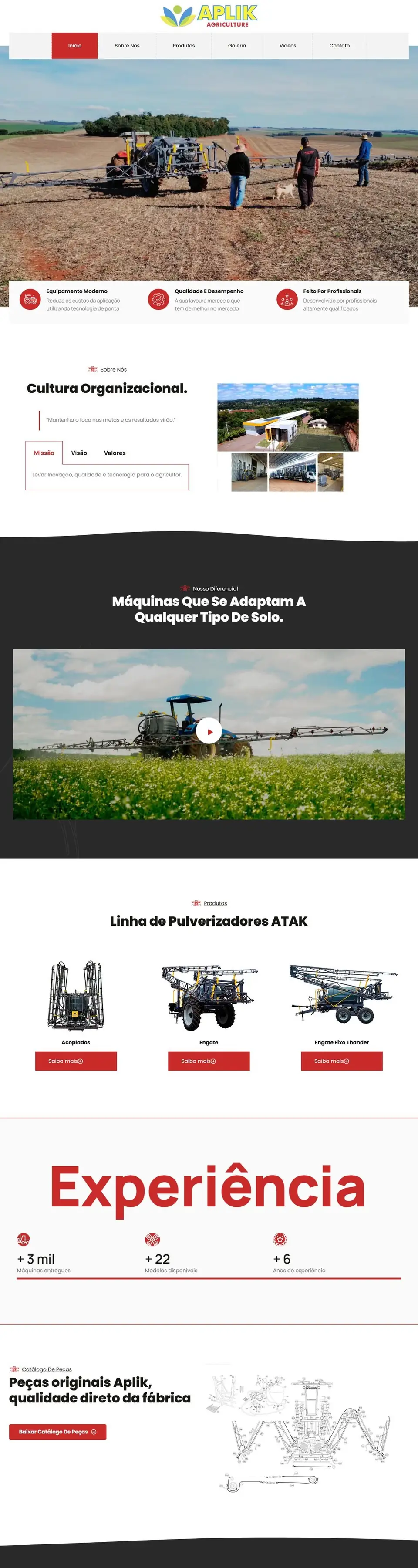Página inicial do site da Aplik Indústria
