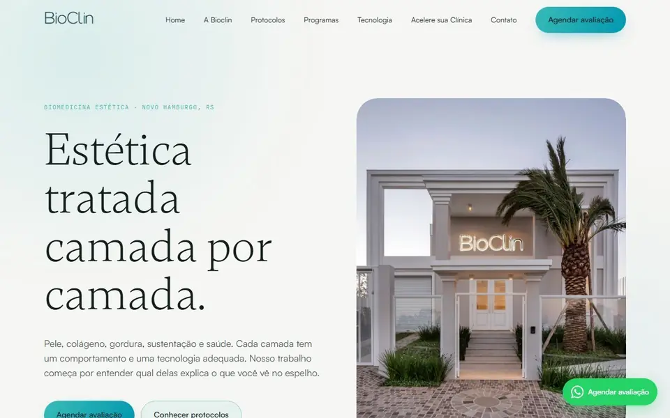 Site da Bioclin Biomedicina Estética