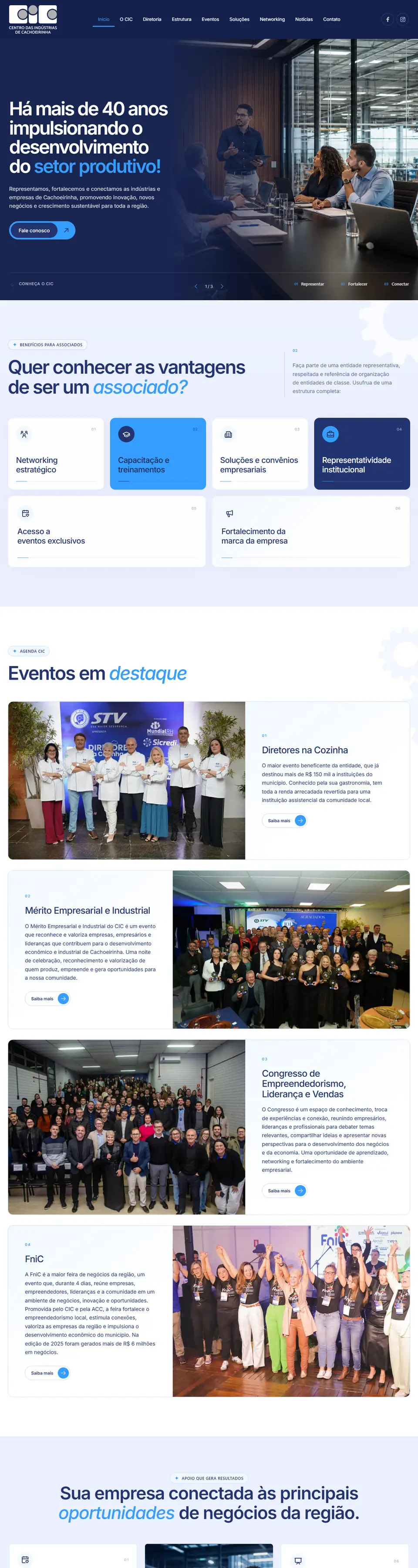 Página inicial do site da CIC Cachoeirinha (CIC-RS)