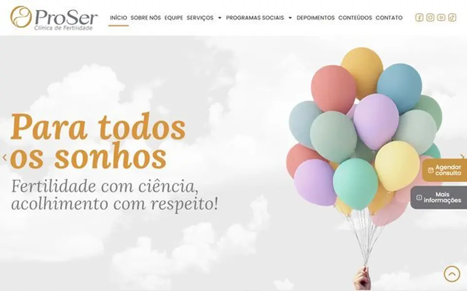Site da Clínica ProSer Reprodução Humana