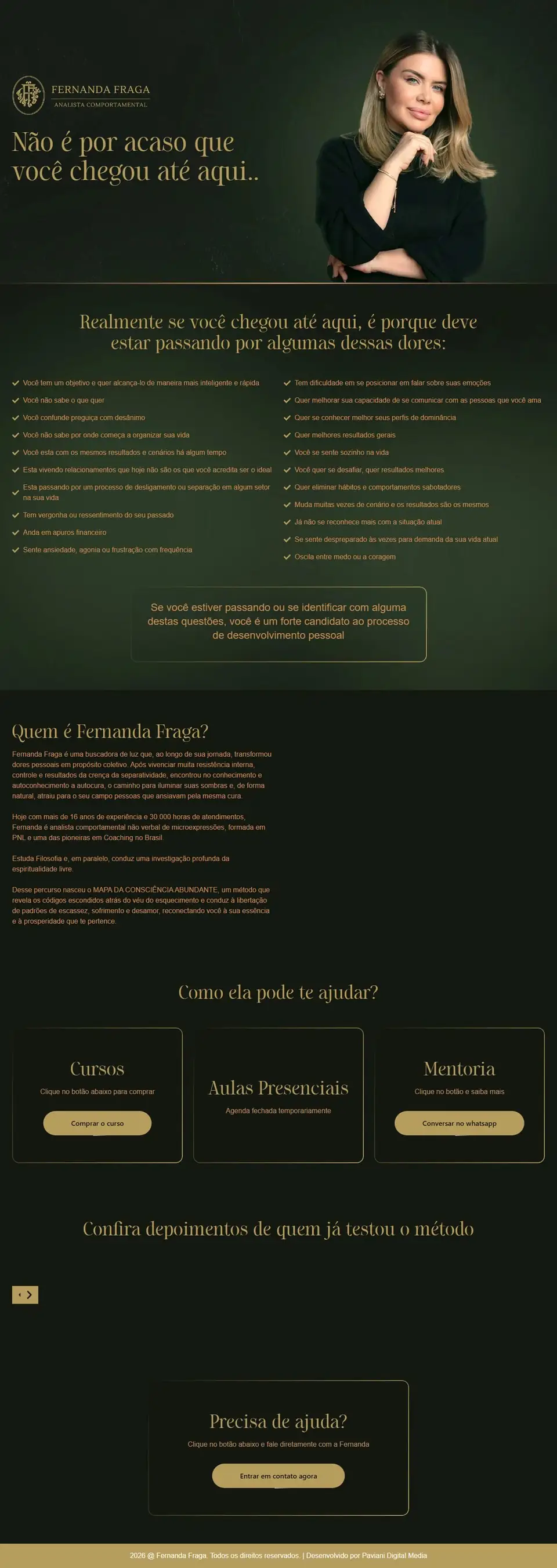 Página inicial do site da Fernanda Fraga Mentoria