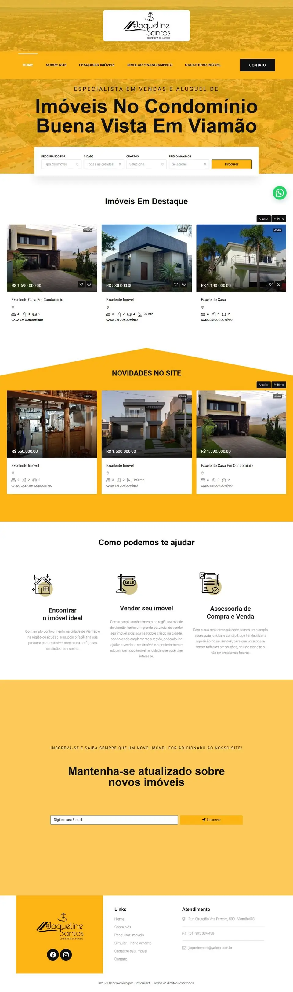 Página inicial do site da Jaqueline Santos Imóveis