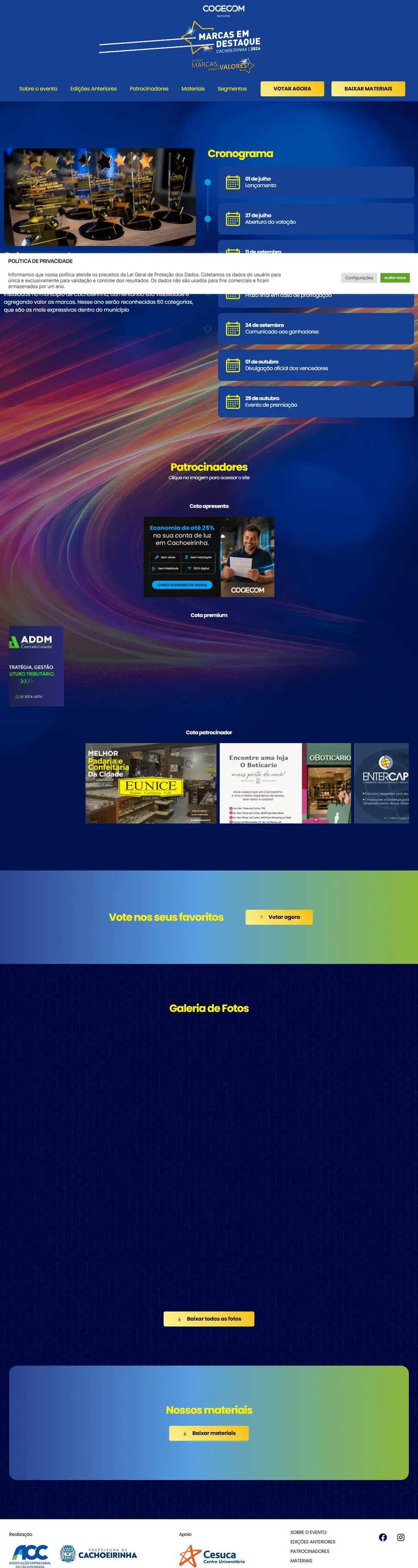 Página inicial do site da Marcas em Destaque