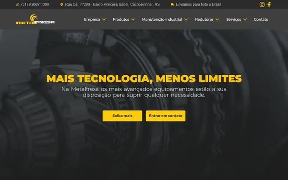 Site da Metalfresa Usinagem & Ferramentaria