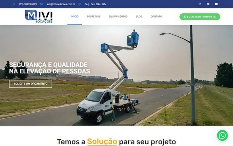 Site da Mivi Locação de Plataformas