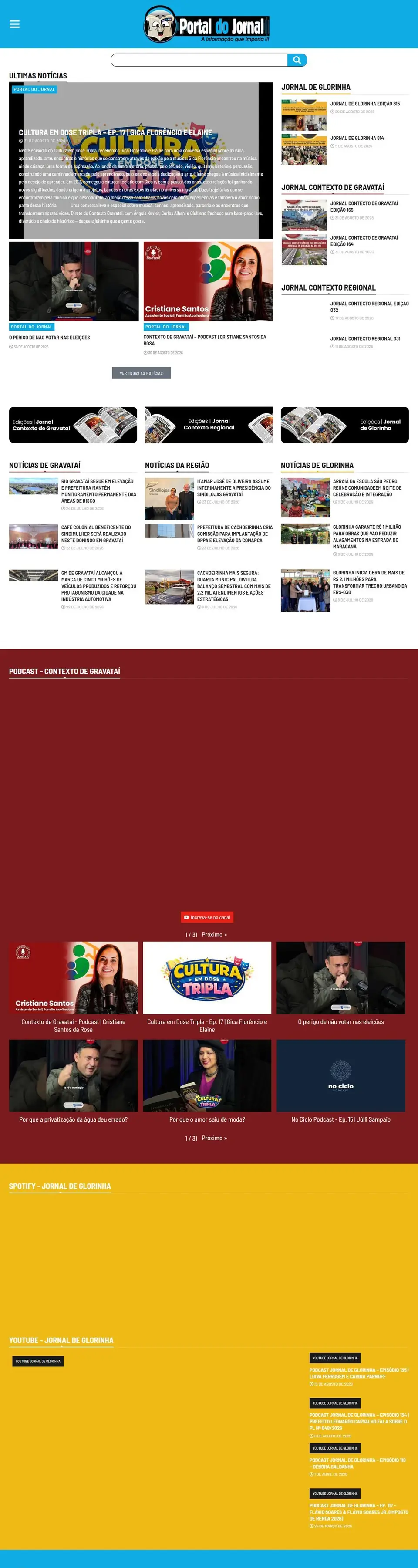 Página inicial do site da Portal do Jornal