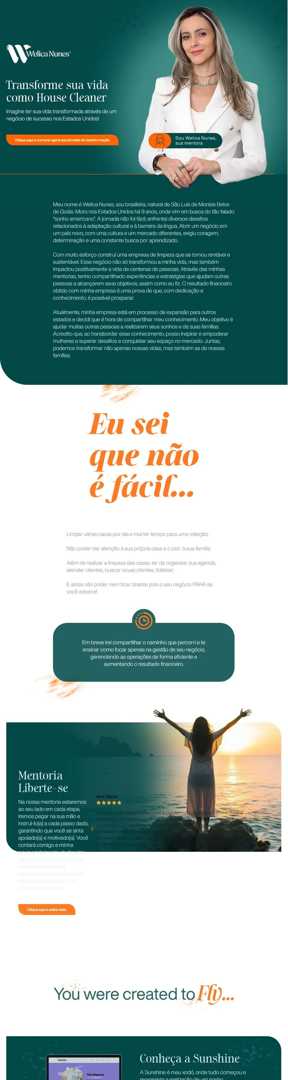 Página inicial do site da Welica Nunes