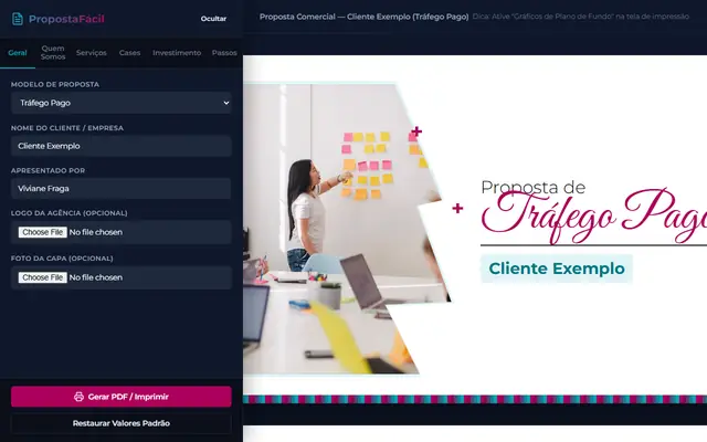 Interface do Gerador de Propostas Premium
