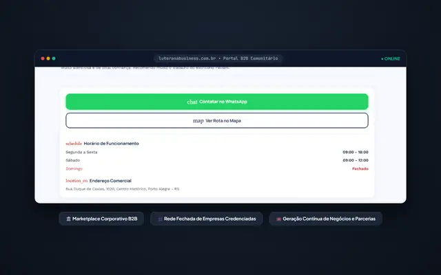 Interface do Luterana Business